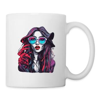 Femme / Jolie / Portrait / Cheveux colorés / Modèle - Mug blanc - blanc - Droite