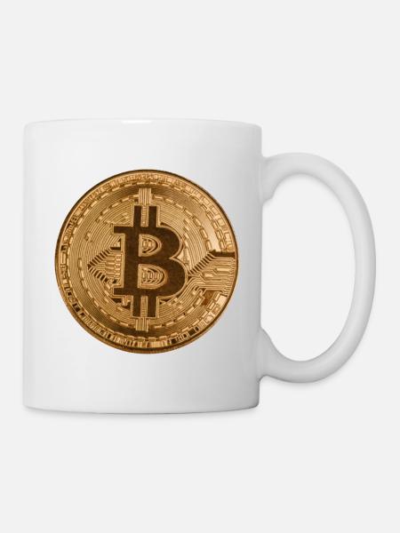 Bouton « BITCOIN » design, logo, autocollant, aimant - Mug blanc - blanc
