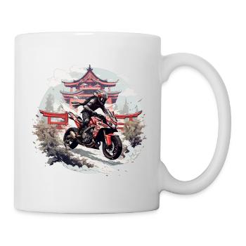 Samurai Motorradfahrer in Japan rot Motorcycle - Tasse - Weiß - Rechts