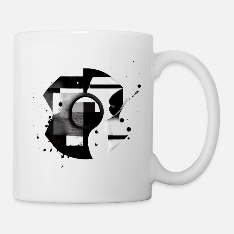 Abstrait Monochrome Art, Design Graphique Moderne - Mug blanc - blanc