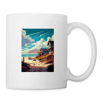 Cambrillo Beach Kalifornien Vintage Reiseposter - Tasse - Weiß - Rechts