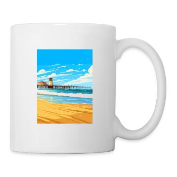Huntington Beach Californie Vintage affiche de voyage - Mug blanc - blanc - Droite