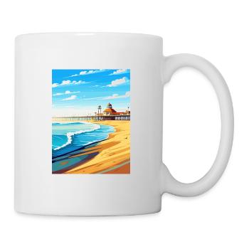 Huntington Beach Californie Vintage affiche de voyage - Mug blanc - blanc - Droite