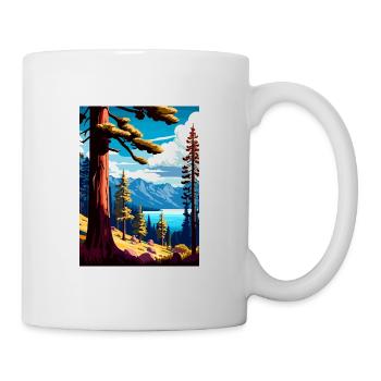 Tahoe National Forest Kalifornien Reiseplakat - Tasse - Weiß - Rechts