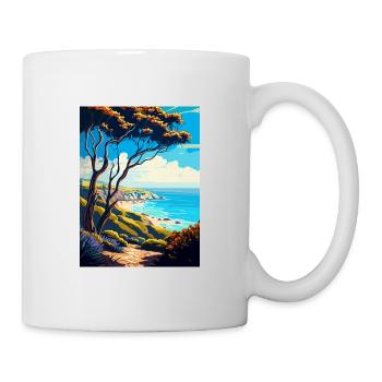 Carpinteria Bluffs Kalifornien Reiseposter - Tasse - Weiß - Rechts