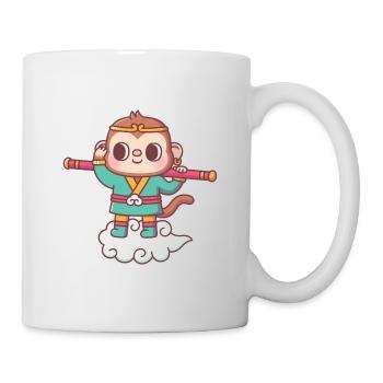 Cute Monkey Sun Wukong On Flying Cloud - Mug - white - Right
