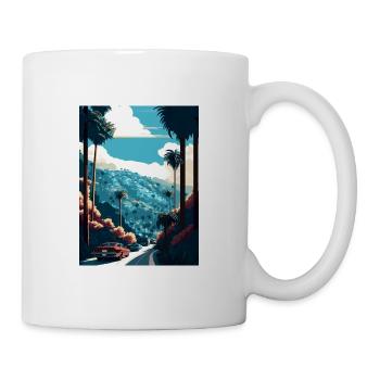 Hollywood California Hills Vintage Reiseposter - Tasse - Weiß - Rechts