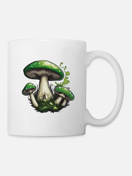 Pilz / Mushroom / Wiese / Wald / Goa / Psy - Tasse - Weiß