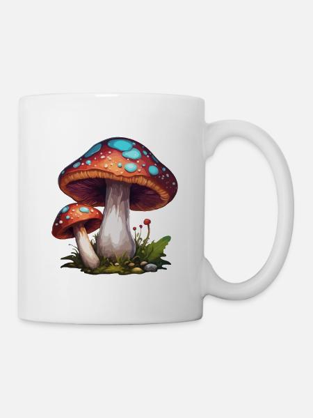 Pilz / Mushroom / Wiese / Wald / Goa / Psy - Tasse - Weiß