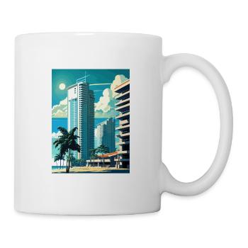 Miami Beach Florida Vintage Reiseposter Souvenir - Tasse - Weiß - Rechts