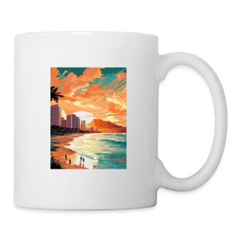 Waikiki Beach Hawaii Vintage Travel Poster WPA Art - Mug - white - Right