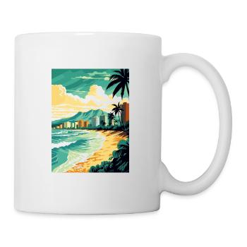 Waikiki Beach Hawaii Vintage Travel Poster WPA Art - Mug - white - Right