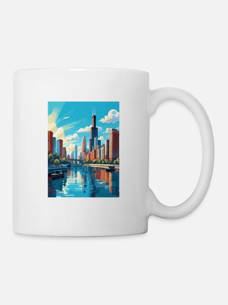 Chicago Illinois Vintage voyage affiche Souvenir - Mug blanc - blanc