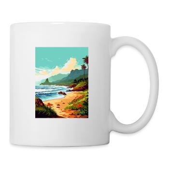 Ke E Beach Hawaï Vintage voyage affiche Souvenir - Mug blanc - blanc - Droite