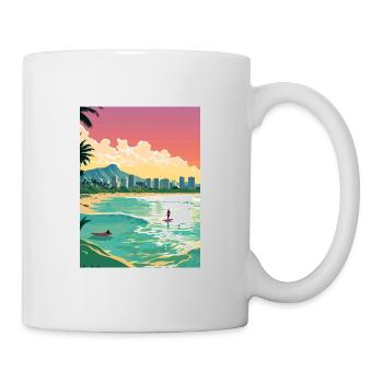 Honolulu Hawaii Vintage Reiseposter WPA Souvenir - Tasse - Weiß - Rechts