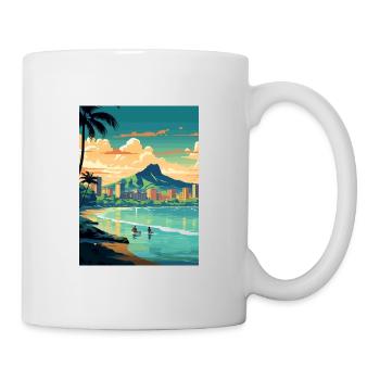 Honolulu Hawaii Vintage Reiseposter WPA Souvenir - Tasse - Weiß - Rechts