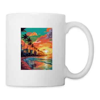 Miami Beach Florida Vintage Reiseposter Souvenir - Tasse - Weiß - Rechts