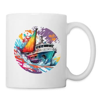 Bateau pirate / Bateau / Mer / Océan / Vagues - Mug blanc - blanc - Droite