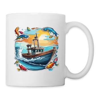 Bateau pirate / Bateau / Mer / Océan / Vagues - Mug blanc - blanc - Droite