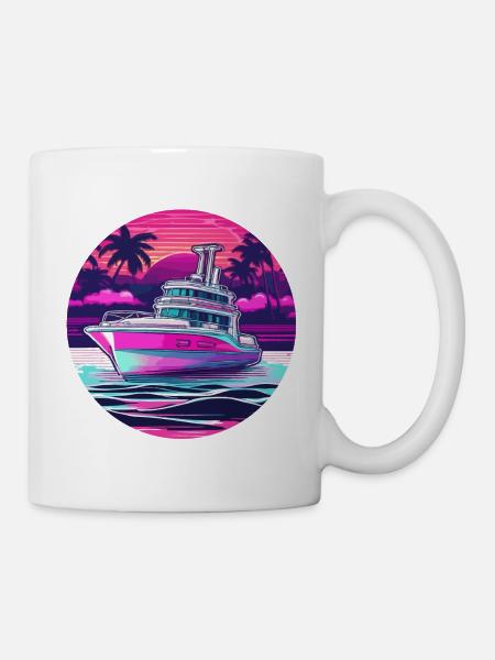 Piraten Schiff / Boot / Meer / Ocean / Wellen - Tasse - Weiß