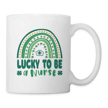 Lucky to be a nurse on St. Patricks Day - Mug - white - Right
