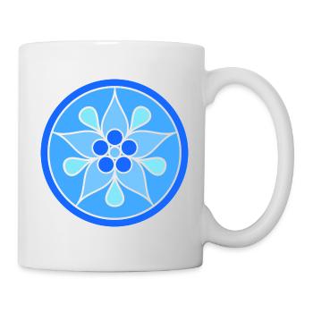 Tribal Blumen Rosette in Blautönen - Tasse - Weiß - Rechts