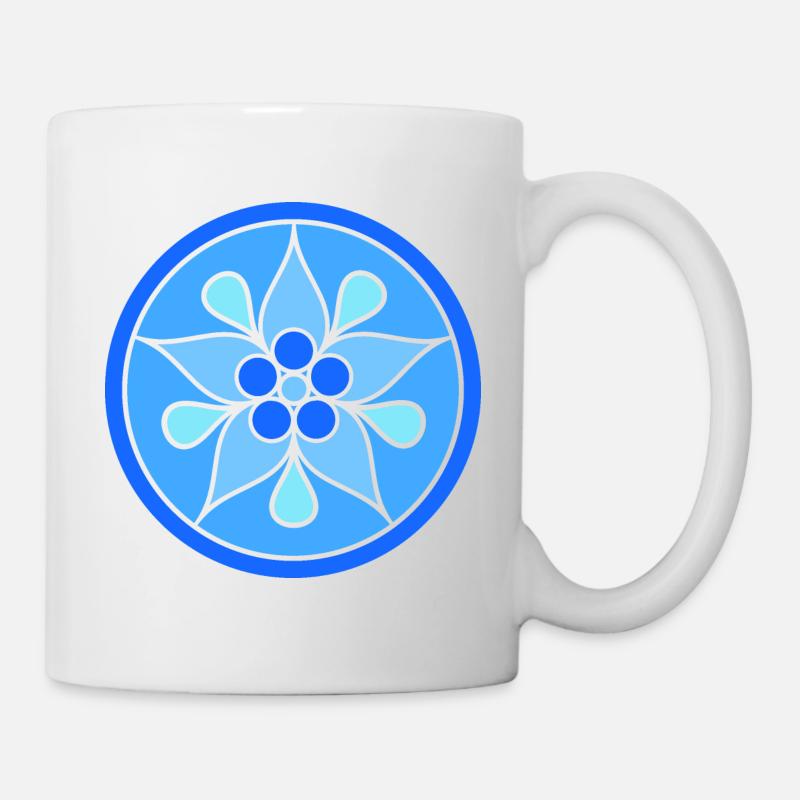 Tribal Blumen Rosette in Blautönen - Tasse - Weiß