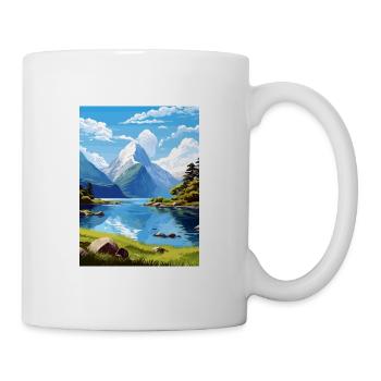Milford Sound Neuseeland Vintage Reiseposter - Tasse - Weiß - Rechts