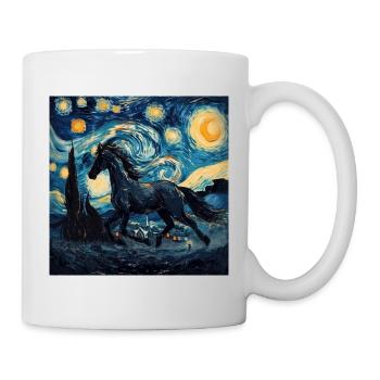 pferd, tier, van gogh, sternenacht - Tasse - Weiß - Rechts