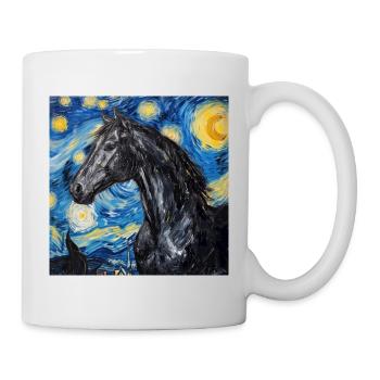 Cheval, Animal, Van Gogh, Nuit Étoilée - Mug blanc - blanc - Droite