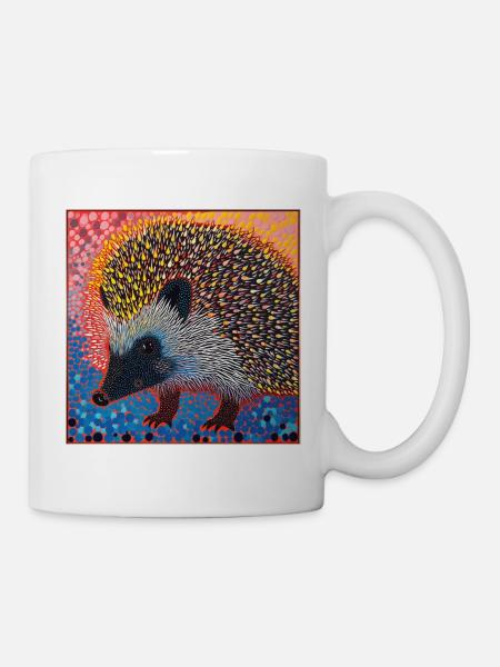 igel, bunt, tier, geschenk, geschenkidee - Tasse - Weiß