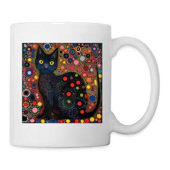 schwarze katze, katzen, bunt, tier, geschenk - Tasse - Weiß - Rechts