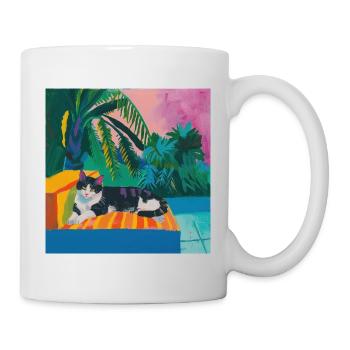 katze, katzen bunt, tier, geschenk, geschenkidee - Tasse - Weiß - Rechts