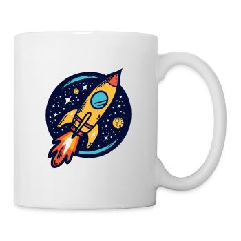 Rakete fliegt durchs All - Tasse - Weiß - Rechts