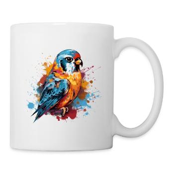 Buntfalke Farbkleckse Farbspritzer - Tasse - Weiß - Rechts