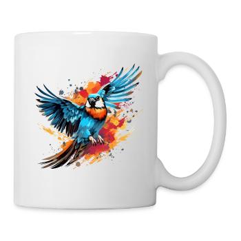 Buntfalke Farbkleckse Farbspritzer - Tasse - Weiß - Rechts