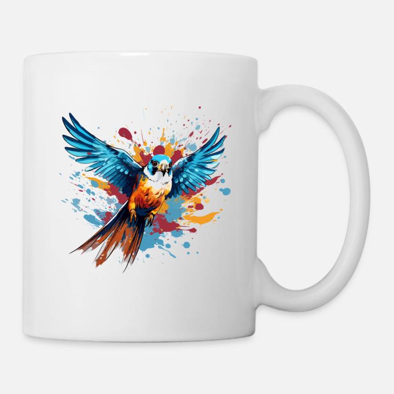 Buntfalke Farbkleckse Farbspritzer - Tasse - Weiß