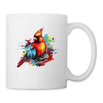 Colorful red cardinal paint splashes - Mug - white - Right