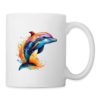 Colorful dolphin paint blobs paint splashes - Mug - white - Right