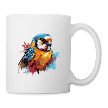 Buntfalke Farbkleckse Farbspritzer - Tasse - Weiß - Rechts