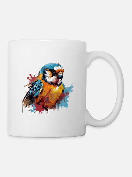 Buntfalke Farbkleckse Farbspritzer - Tasse - Weiß