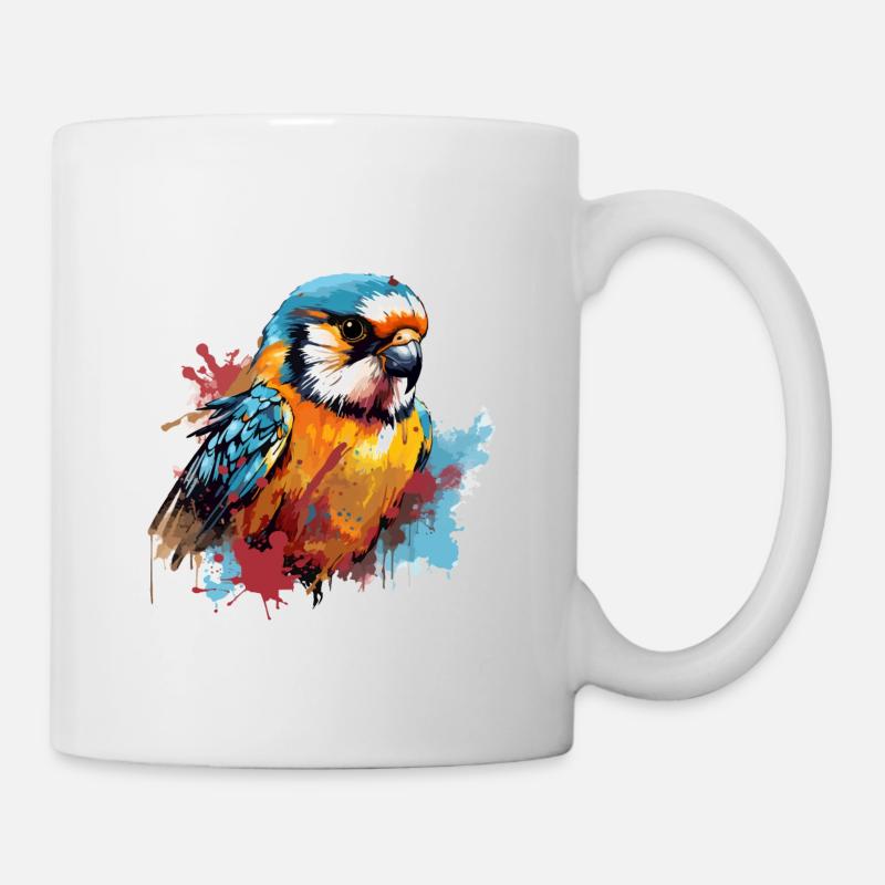 Buntfalke Farbkleckse Farbspritzer - Tasse - Weiß