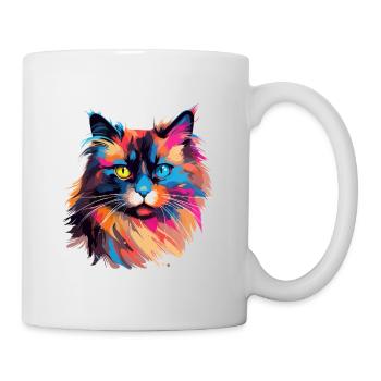 Colorful Burmese cat paint splashes - Mug - white - Right