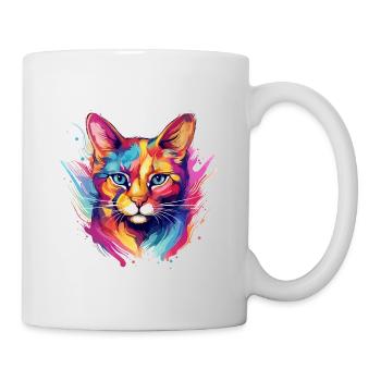 Colorful Chausie cat paint blobs paint splashes - Mug - white - Right