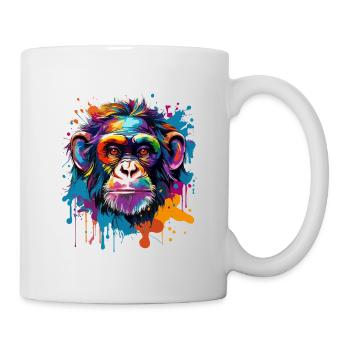 Colorful chimpanzee, splashes of paint, splashes of paint - Mug - white - Right