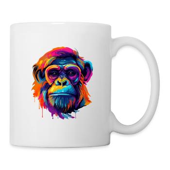 Colorful bonobo paint splashes of paint - Mug - white - Right
