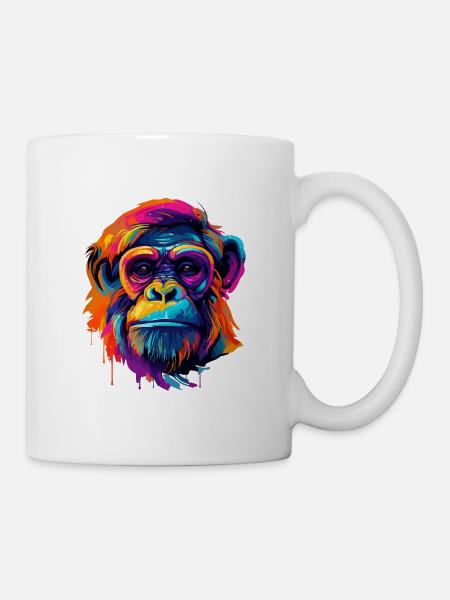 Colorful bonobo paint splashes of paint - Mug - white