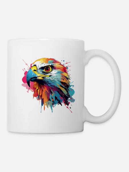 Bunter Falke Farbkleckse Farbspritzer - Tasse - Weiß