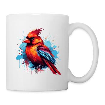 Colorful red cardinal paint splashes - Mug - white - Right