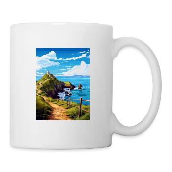 Nugget Point Nouvelle-Zélande Vintage Affiche de voyage WPA - Mug blanc - blanc - Droite